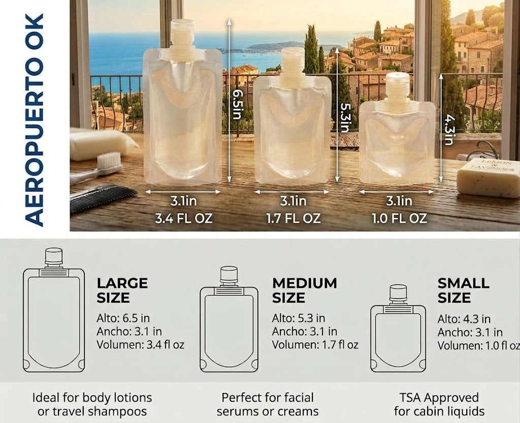 Travel Portable Bottle Set, Refillable Containers for Shampoo, Shower Gel, Lotion, Travel Cosmetics Kit